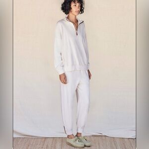 Sundry Faux Sherpa 2 Pc Sweatsuit Zip Sweatshirt and Zip Joggers SZ L 3 Cream